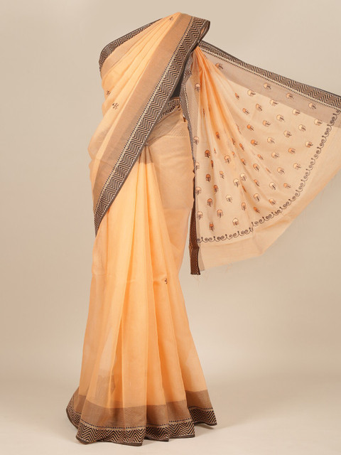 

Pothys Orange Floral Pure Cotton Saree