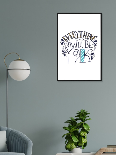 

nest ART White & Blue Paper Plane Print Quotes Synthetic Framed Wall Art