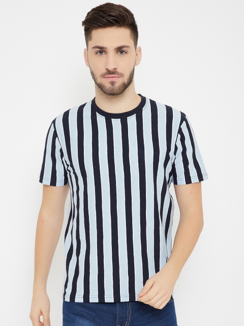 

HARBORNBAY Men Navy Blue Striped T-shirt