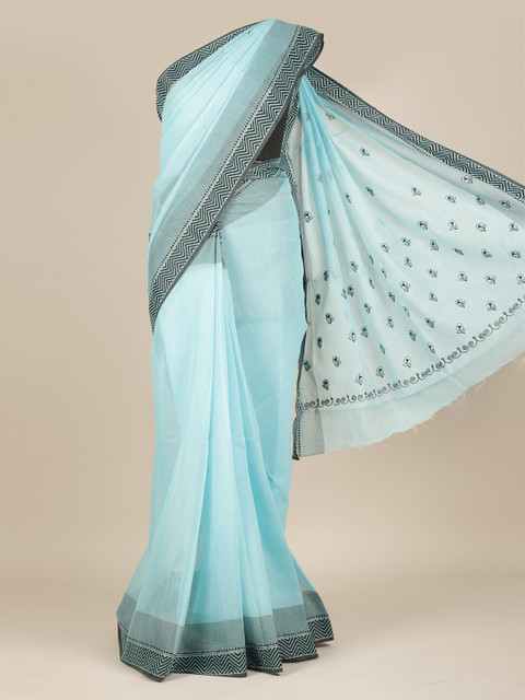

Pothys Blue & Black Pure Cotton Saree