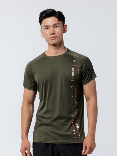 

Domyos By Decathlon Men Olive Typography Printed Gym T-Shirt