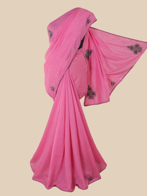 

Pothys Pink & Grey Embellished Art Silk Saree