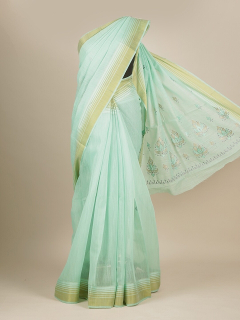 

Pothys Green & Gold-Toned Pure Cotton Saree