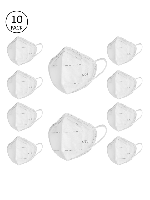 

LOIS CARON Adults White Pack of 10 Solid 5-Ply Reusable N95 Mask