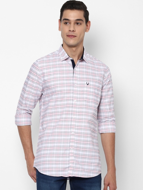 

Allen Solly Men White & Pink Slim Fit Checked Cotton Casual Shirt