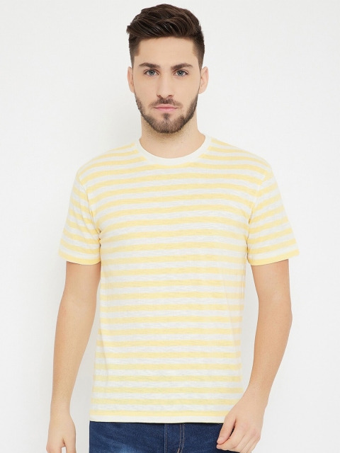 

HARBORNBAY Men Yellow & White Striped T-shirt