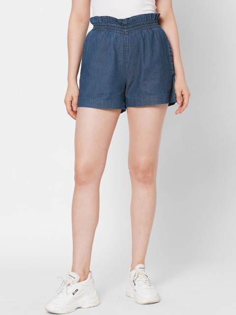 

TARAMA Women Blue High-Rise Regular Shorts