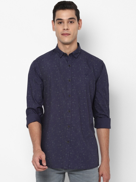 

Solly Jeans Co Men Navy Blue Printed Cotton Casual Shirt