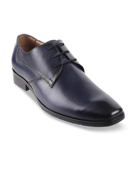 

Metro Men Blue Solid Leather Formal Derbys
