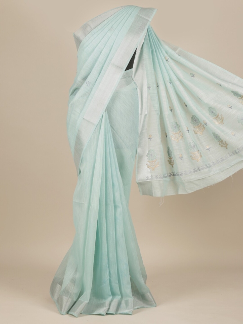 

Pothys Blue & Silver-Toned Pure Cotton Saree