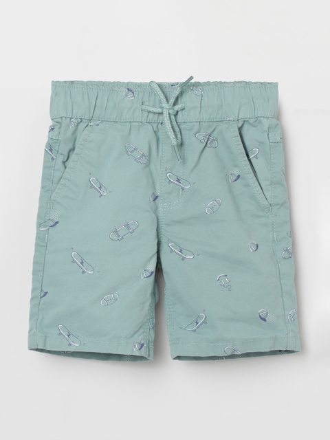 max Boys Sea Green Printed Mid-Rise Regular Shorts