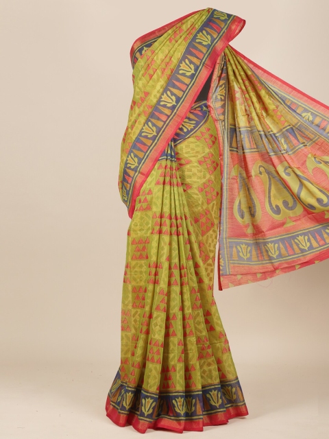 

Pothys Green & Blue Woven Design Jute Silk Saree