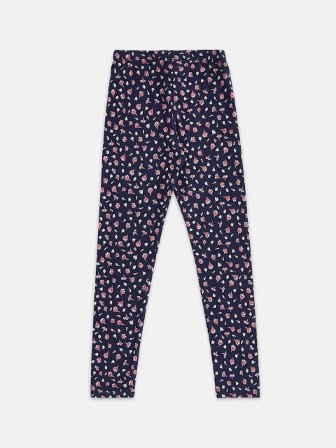 

CHALK by Pantaloons Girls Navy Blue & White Printed Pure Cotton Leggings