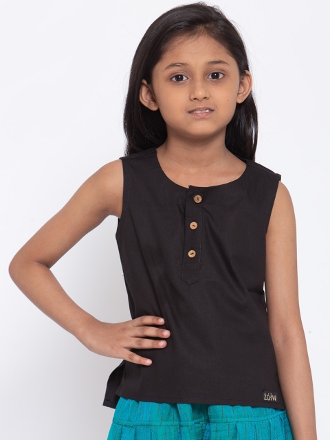 

Zotw Unisex Kids Black Organic Cotton Organic Cotton Kurta
