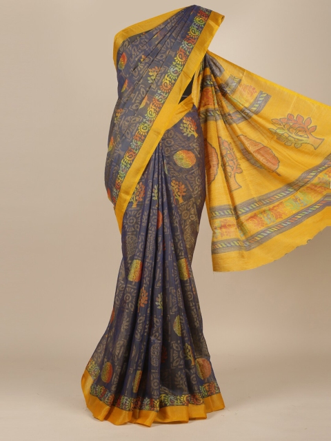 

Pothys Blue & Yellow Jute Silk Saree