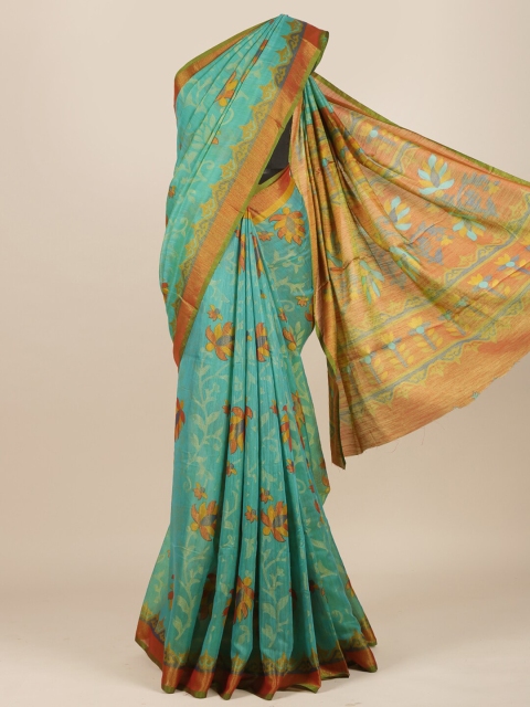 

Pothys Green Floral Jute Silk Saree