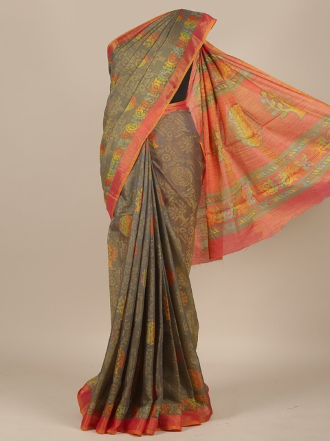

Pothys Green & Yellow Ethnic Motifs Jute Silk Saree