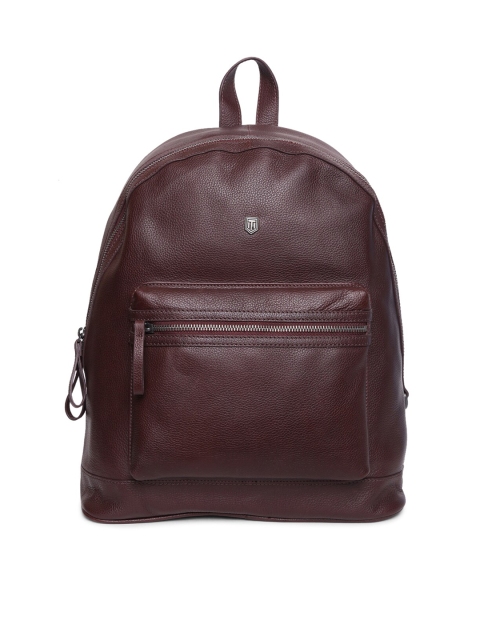 

TOM LANG LONDON Unisex Burgundy Solid Leather Backpack