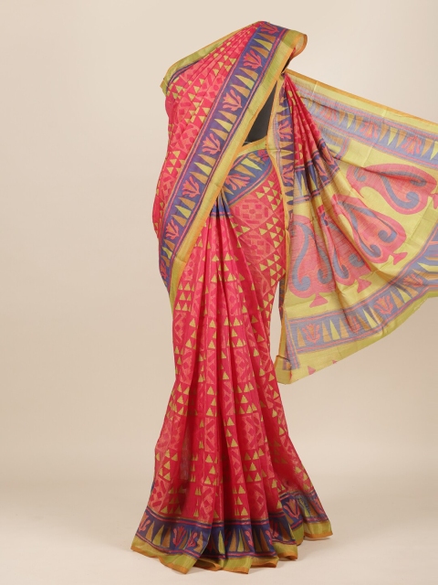 

Pothys Magenta & Blue Jute Silk Saree