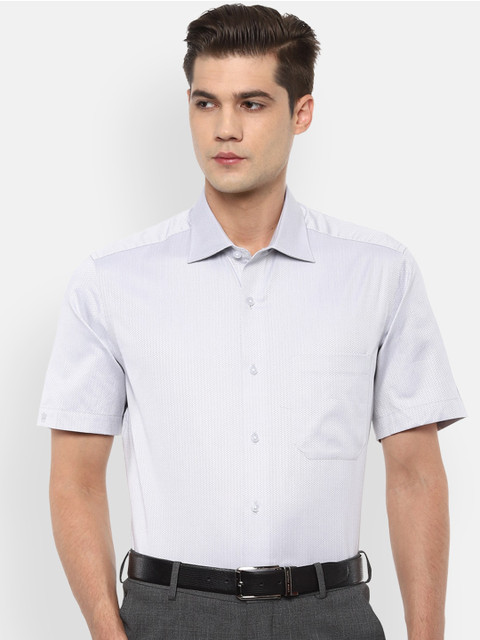 

Louis Philippe Men White Chevron Cotton Formal Shirt