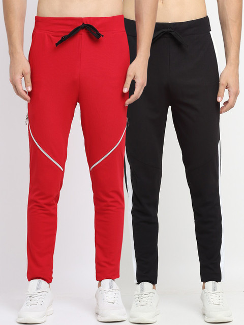 

NEUDIS Men Pack Of 2 Solid Slim-Fit Track Pants, Black