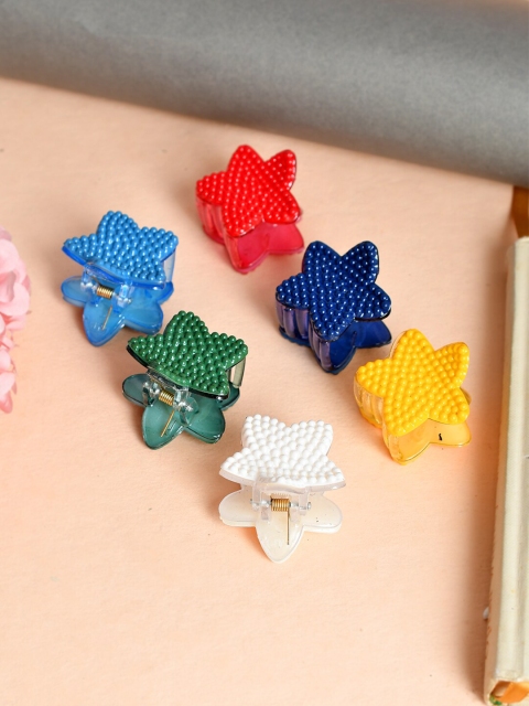 

Silvermerc Designs Women Set of 6 Multicoloured Embellished Claw Clips, Multi