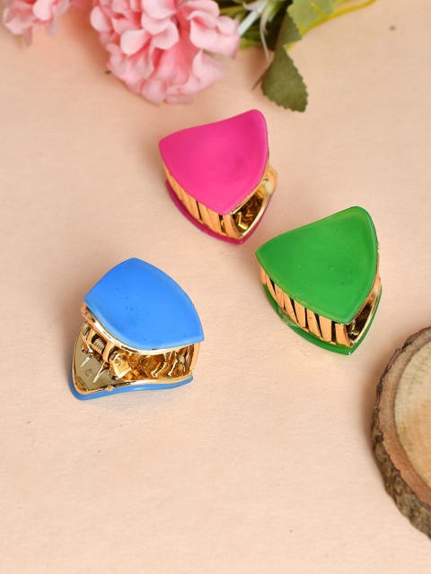 

Silvermerc Designs Women Pink & Blue Set of 3 Embellished Claw Clip