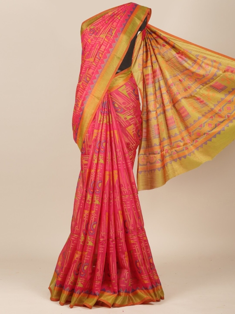 

Pothys Magenta & Blue Ethnic Motifs Jute Silk Saree