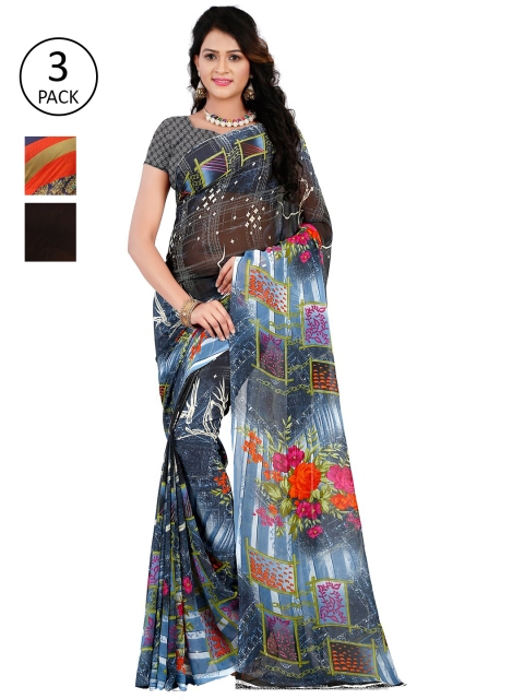 

KALINI Pack of 3 Floral Printed Saree, Multi