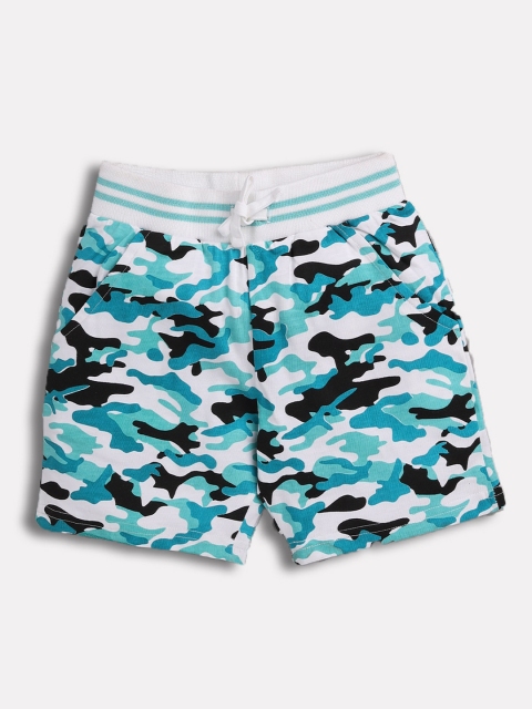 

TAMBOURINE Boys White Camouflage Printed Mid-Rise Cotton Regular Shorts