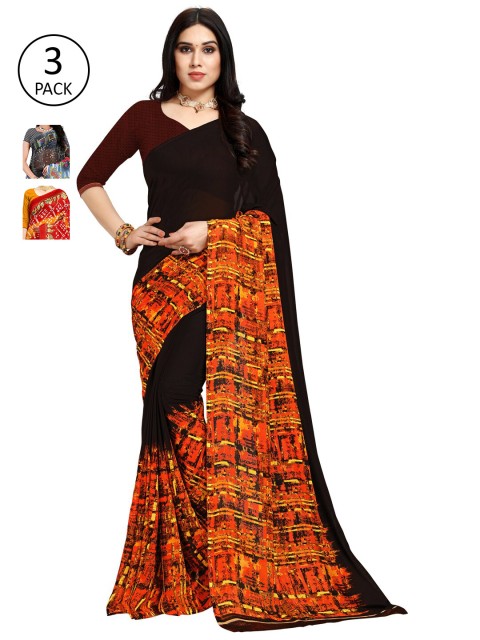 

KALINI Pack of 3 Printed Saree, Multi
