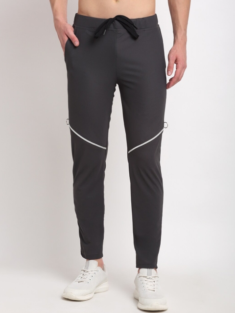 

NEUDIS Men Charcoal Grey Solid Structured Slim-Fit Track Pants
