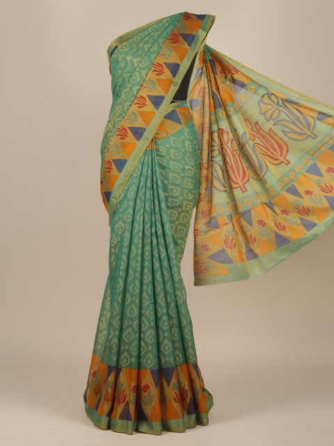 

Pothys Green & Yellow Jute Silk Saree