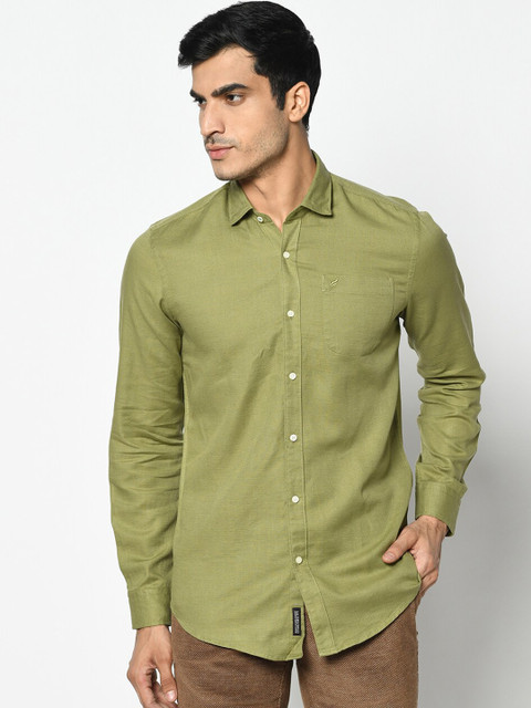

Blackberrys Men Olive Slim Fit Casual Shirt
