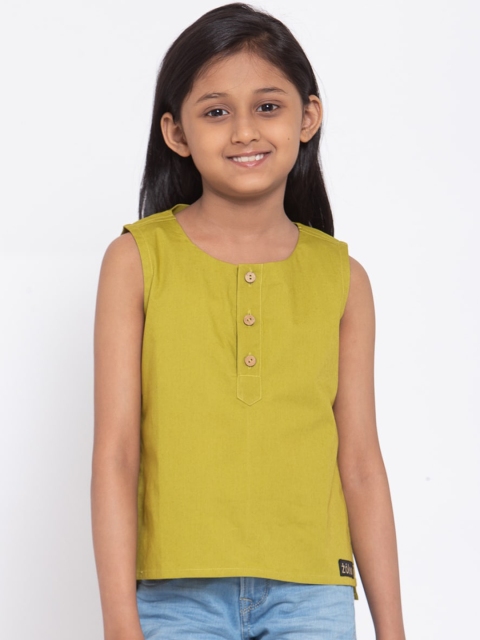 

Zotw Kids Olive Green Solid Organic Cotton Kurta