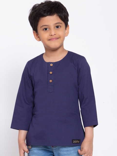 

Zotw Kids Navy Blue Organic Cotton Kurta