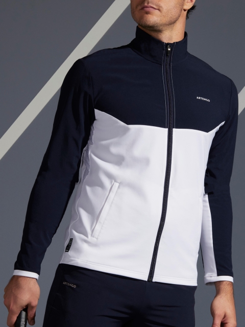

Artengo By Decathlon Men Navy Blue White Colourblocked Tennis Jacket TJA 500