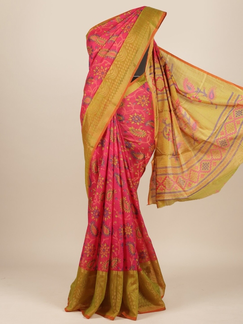 

Pothys Magenta & Green Woven Design Zari Jute Silk Saree