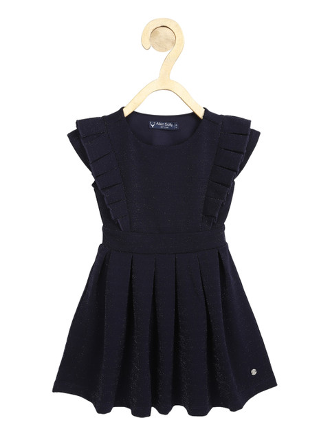 

Allen Solly Junior Girls Navy Blue Self-Design Fit & Flare Dress