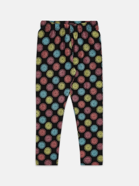 

CHALK by Pantaloons Girls Black & Yellow Printed Pure Cotton Ankle-Length Leggings