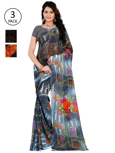 

KALINI Pack of 3 Floral Printed Saree, Multi