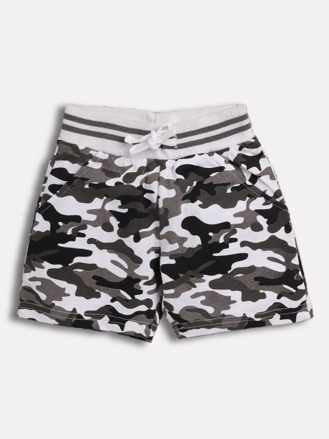 

TAMBOURINE Boys Grey Camouflage Printed Mid-Rise Regular Shorts