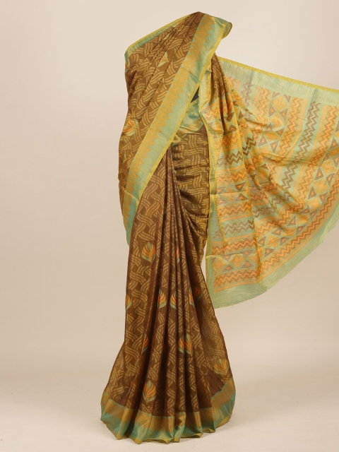 

Pothys Brown & Yellow Woven Design Jute Silk Saree