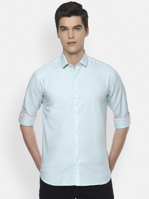 

V Dot Men Turquoise Blue Slim Fit Cotton Casual Shirt