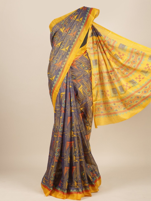 

Pothys Blue & Yellow Jute Silk Saree