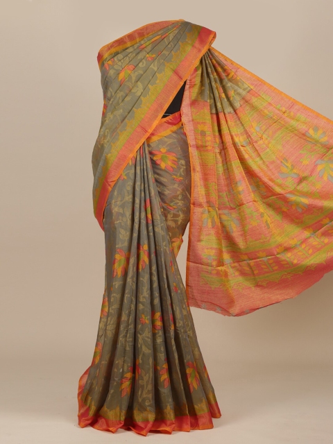 

Pothys Green & Yellow Ethnic Motifs Jute Silk Saree