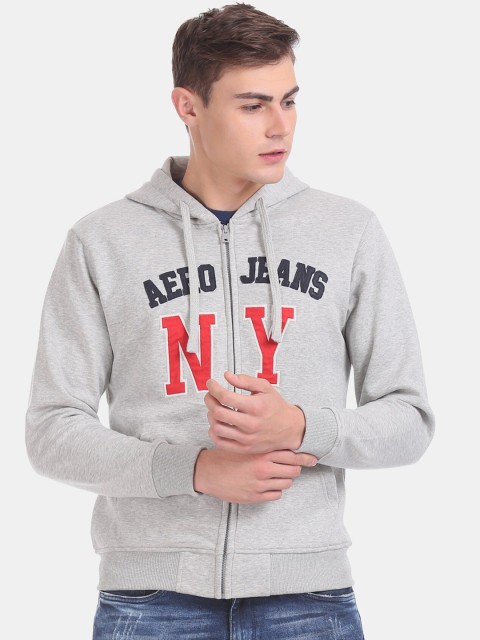 

Aeropostale Men Grey Hood Sweatshirt