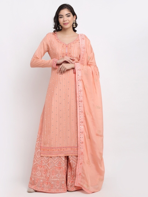 

Stylee LIFESTYLE Woman Peach Semi-Stitched Dress Material