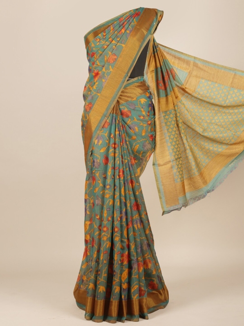 

Pothys Sea Green Ethnic Motifs Jute Silk Saree