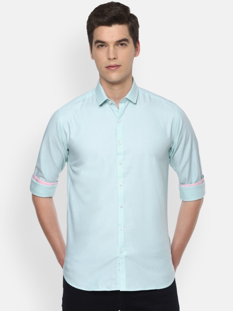 

V Dot Men Blue Slim Fit Cotton Casual Shirt